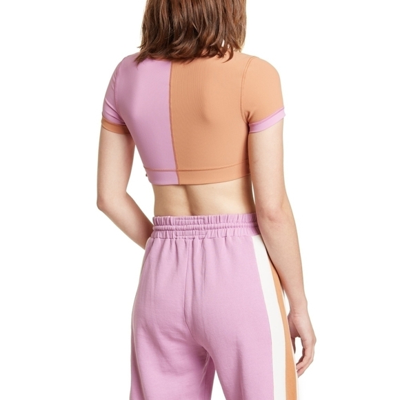 L Space Crop Top Size Large Revolutions Ribbed Colorblock Active Purple New - Picture 10 of 10
